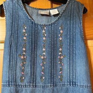 Embroidered Denim Dress